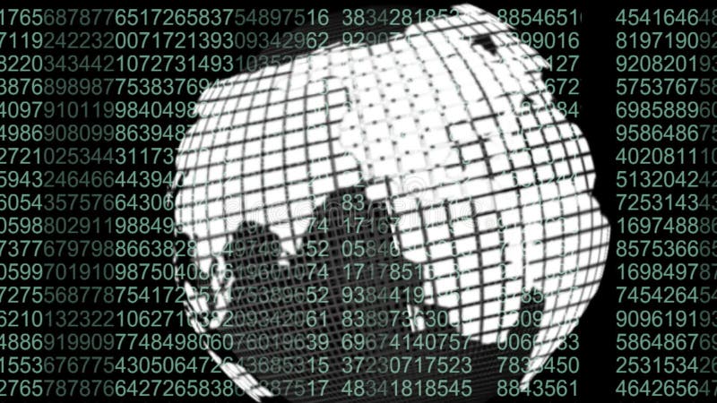 Matrix style animation behind a Globe royalty free illustration
