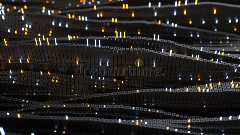Matriz cúbica do fluxo de dados grande 3D para render ilustração stock Matriz cúbica do fluxo de dados grande 3D para render ilustração stock