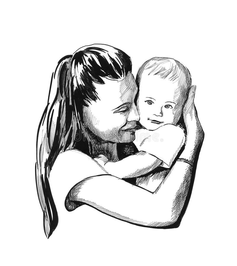 Mãe e filho ilustração stock