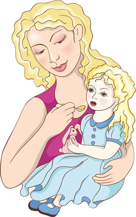 Mãe e filha pequena ilustração royalty free
