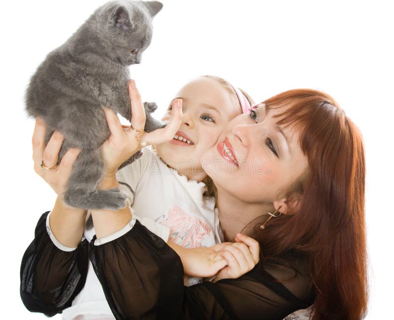 Mãe e filha sobre fundo branco imagem de stock royalty free