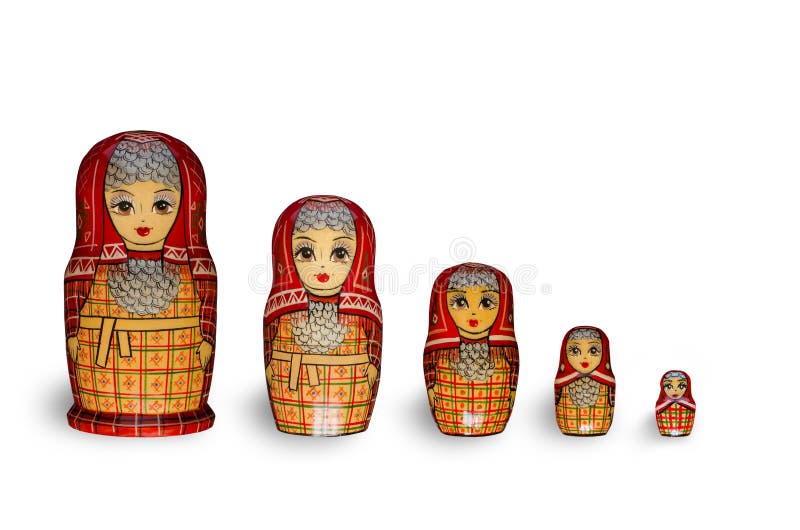 Matryoshka Cinco bonecas vermelhas imagens de stock royalty free Matryoshka Cinco bonecas vermelhas imagens de stock royalty free
