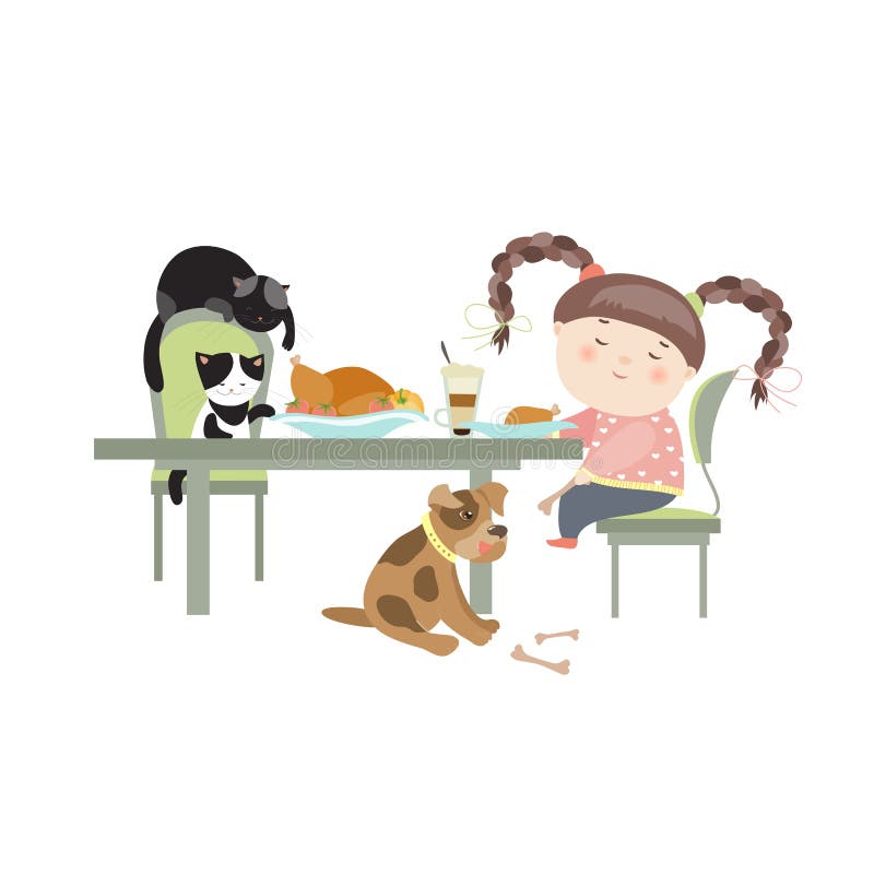 Matställe med husdjur stock illustrationer Matställe med husdjur stock illustrationer