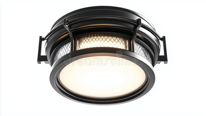 Matte Black Industrial Flush Mount Deckenlicht stock abbildung