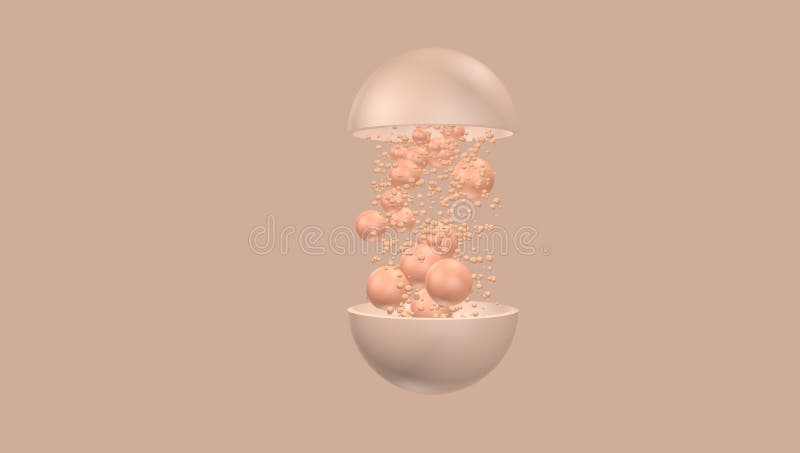 The matte capsule opens and pink balls, large and small vector illustration