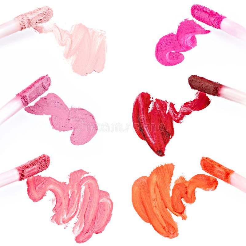 Matte lipstick, sample of various colors royalty free stock photos