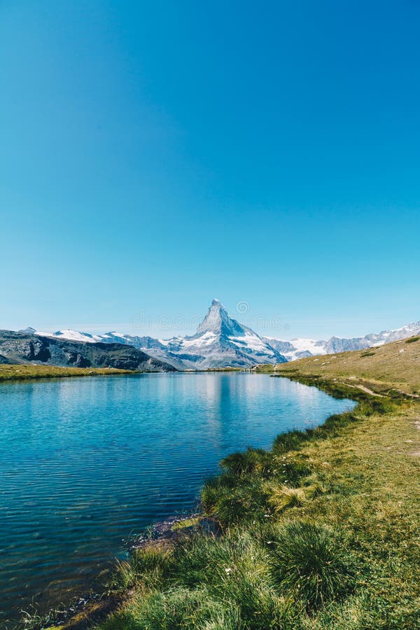 Matterhorn with Stellisee Lake in Zermatt Stock Image - Image of alps ...