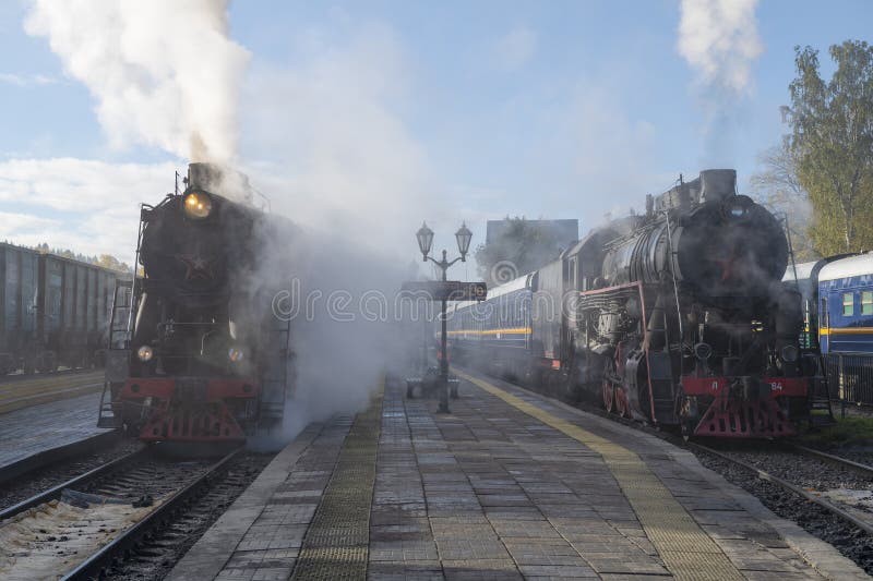 Mattina di ottobre sulla stazione di sortavala immagini stock