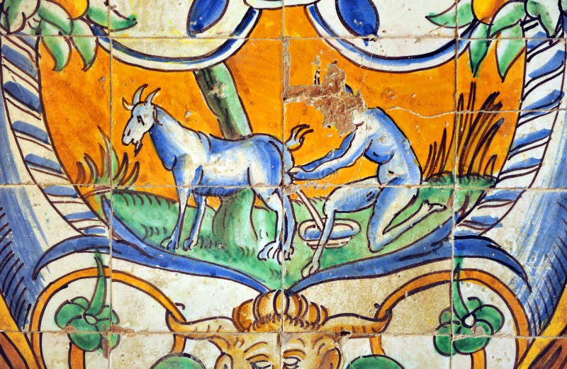 Mattonelle lustrate, palazzo reale di alcazar a Sevilla, Spagna fotografia stock libera da diritti Mattonelle lustrate, palazzo reale di alcazar a Sevilla, Spagna fotografia stock libera da diritti