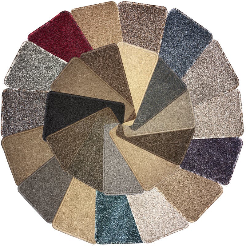 Carpet samples showing a selection of colours and textures. Carpet samples showing a selection of colours and textures