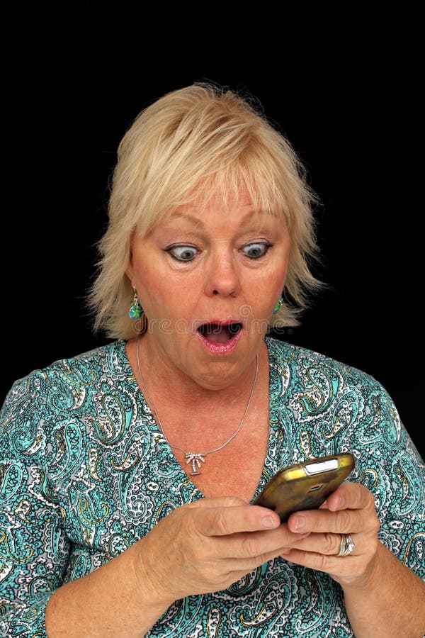 Mature Blonde Woman With Cell Phone 6 Stock Image Image Of Human 