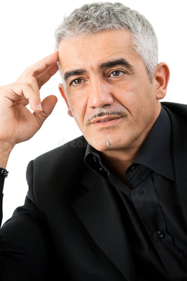 Man in black thinking stock image. Image of dark, caucasian - 20750931