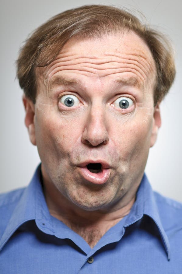 Mature Caucasian Man With Extreme Surprise royalty free stock photo