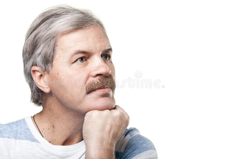 Mature caucasian man isolated on white background royalty free stock images