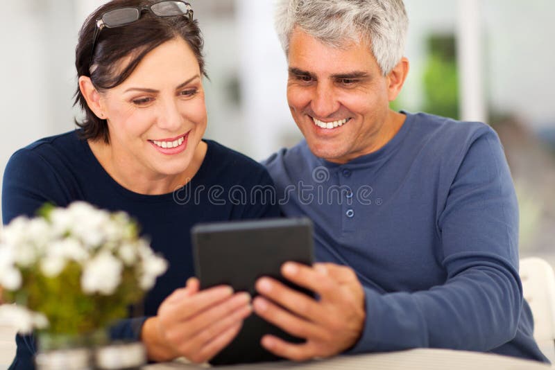 Mature couple emails royalty free stock image