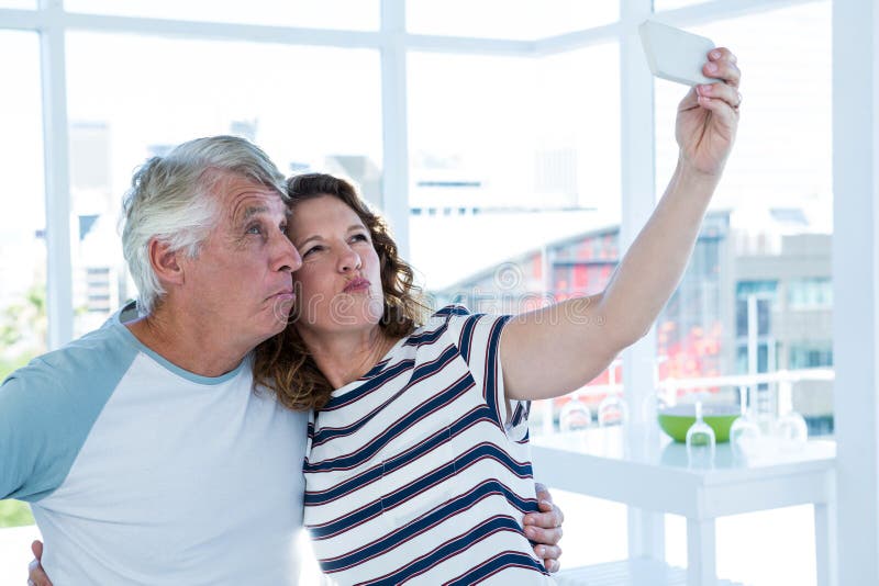 Mature Couple Taking Selfie Stock Image Image Of Lifestyle Looking 77717045 