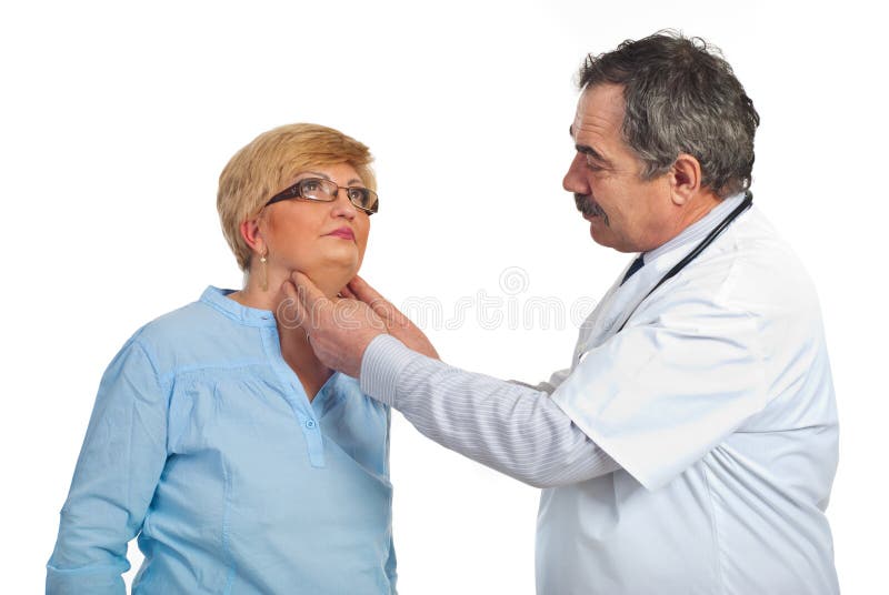 Mature endocrinologist with patient woman