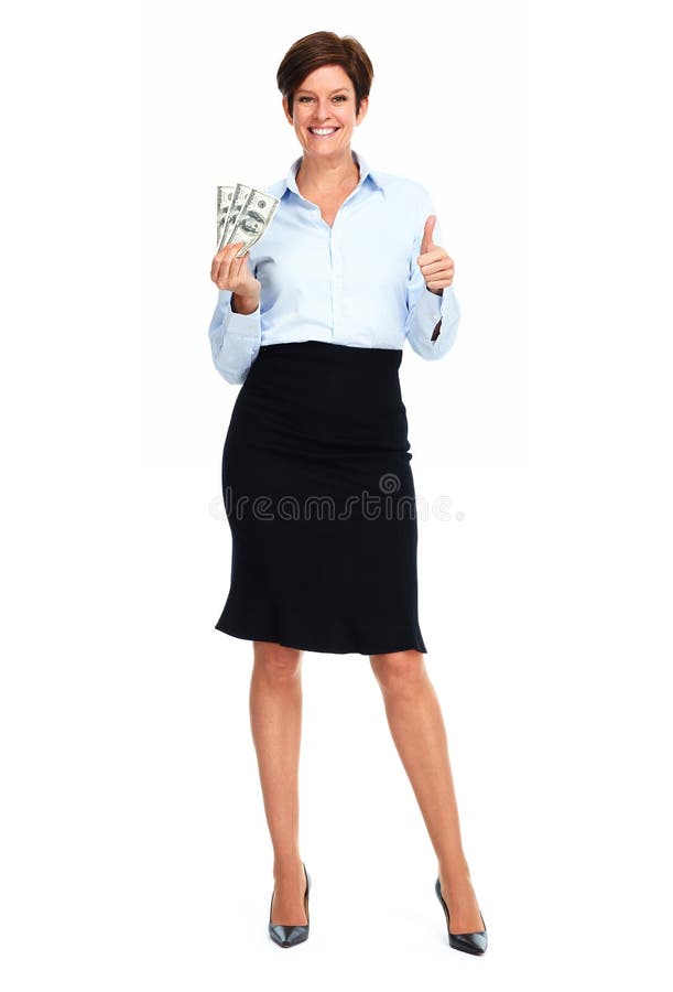 Mature woman with american dollars money.