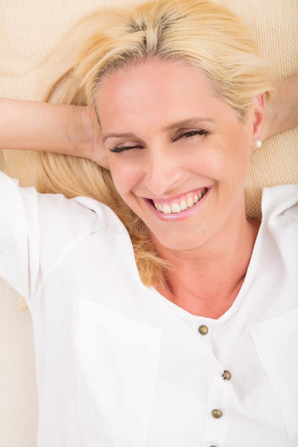 Mature Woman Relaxing In Bed Stock Image Image Of Beauty Napping