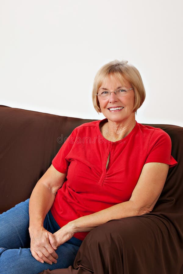 Mature woman smiling stock photo