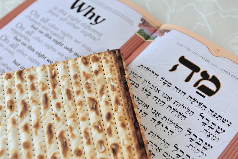 Traditional Jewish Matzo sheets on a Passover Seder table. Passover is a Jewish holiday festival. It commemorates the Exodus from Egypt, in which the ancient Israelites were freed from slavery. Kosher stock images, royalty-free photos and pictures