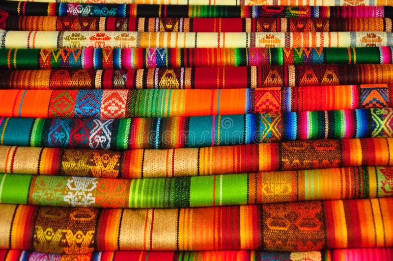 Indigenous textiles at craft market, Ecuador. Indigenous textiles at craft market, Ecuador