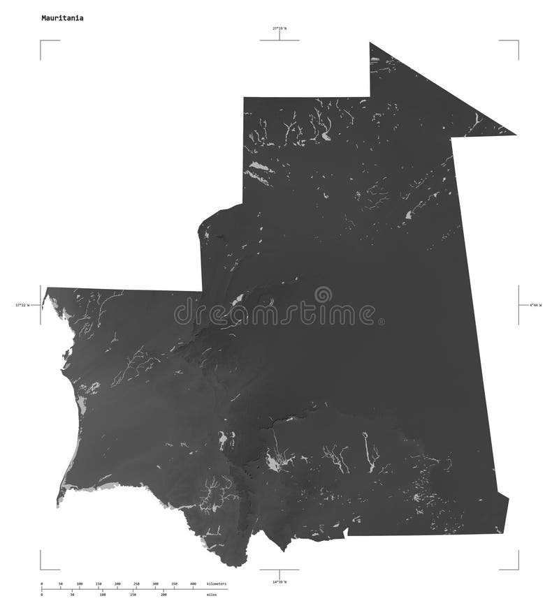 Mauritania Shape on White. Grayscale Stock Illustration - Illustration