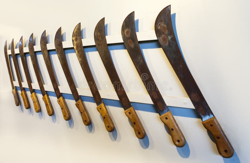 Mauritius. Old machete for cutting down of a sugar cane royalty free stock photos