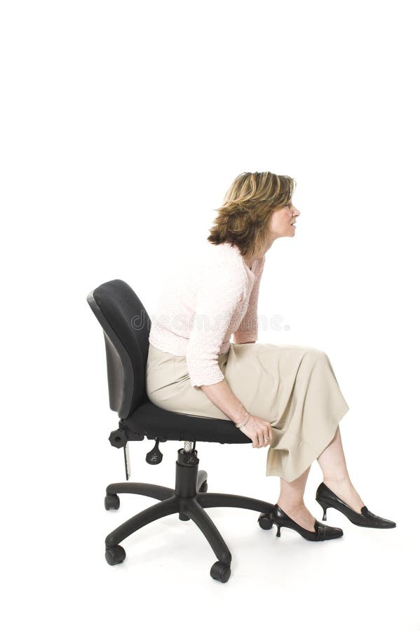 Woman sitting in bad posture. Woman sitting in bad posture
