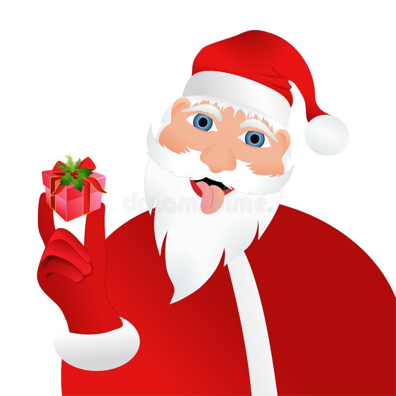 Vector silhouette of Santa Claus with very small present in his hand. Vector silhouette of Santa Claus with very small present in his hand.