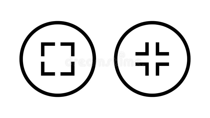 Maximizarea și minimizarea vectorului pictogramei de ecran în butonul liniei cercului stock illustration