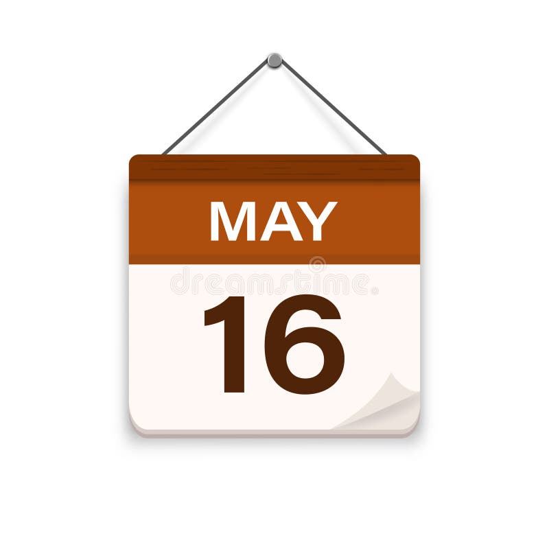 May 16, Calendar Icon with Shadow. Day, Month. Meeting Appointment Time