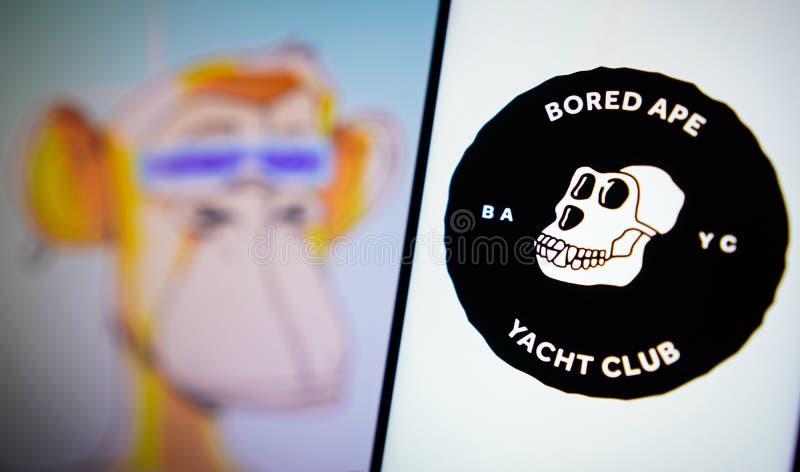 May 7, 2022, Brazil. In this photo illustration, the Bored Ape Yacht Club logo seen displayed on a smartphone