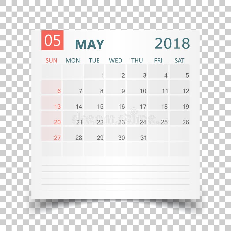 may-2018-calendar-calendar-sticker-design-template-stock-vector