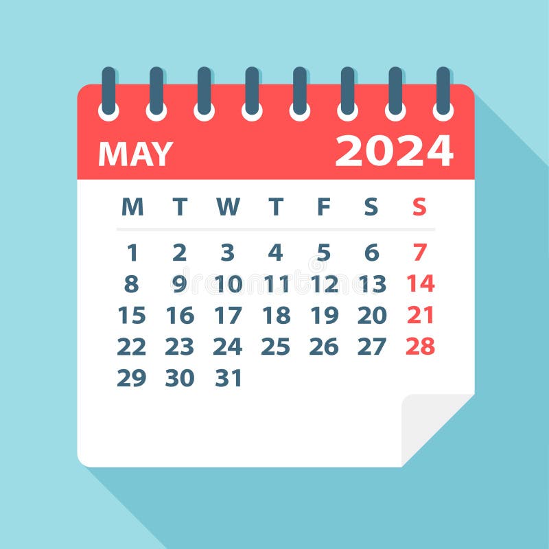May 2024 Calendar Leaf. Week Starts on Monday. Vector Illustration