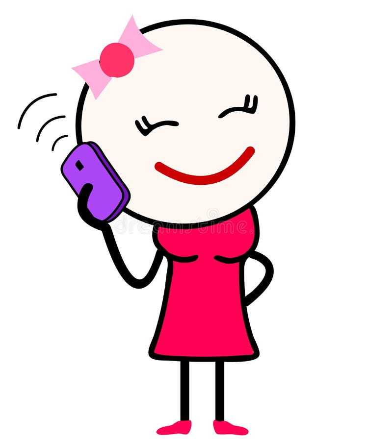 Vector Illustration of a cute girl cartoon talking over mobile phone. royalty free illustration