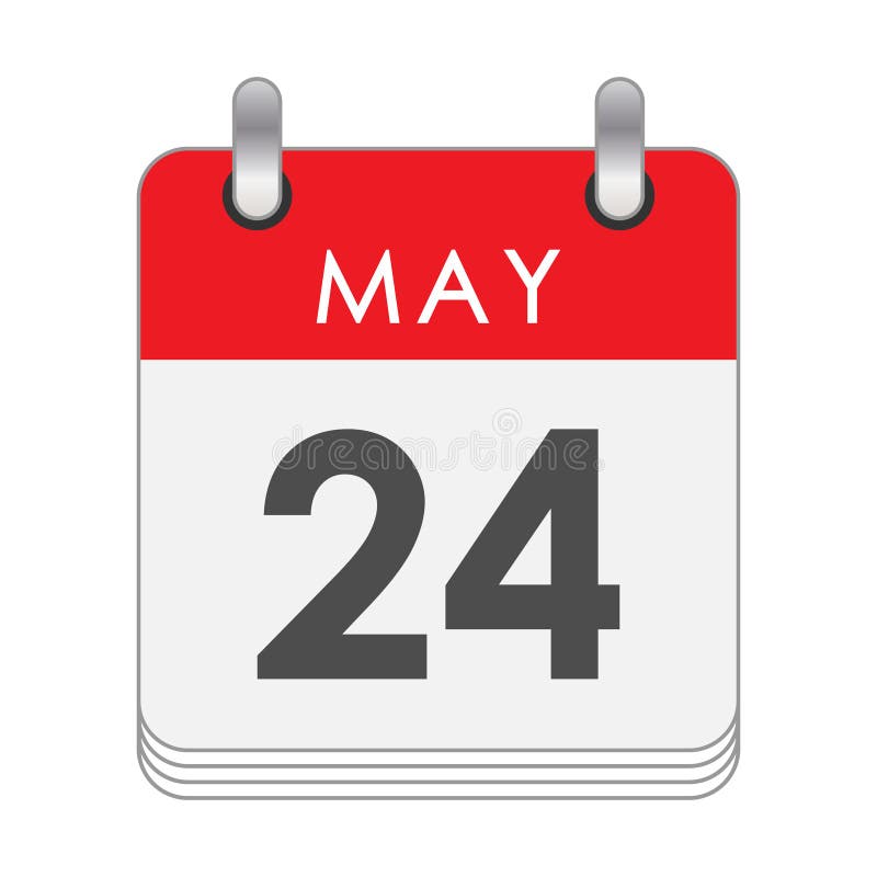 May 24. a Leaf of the Flip Calendar with the Date of May 24 Stock Vector Illustration of