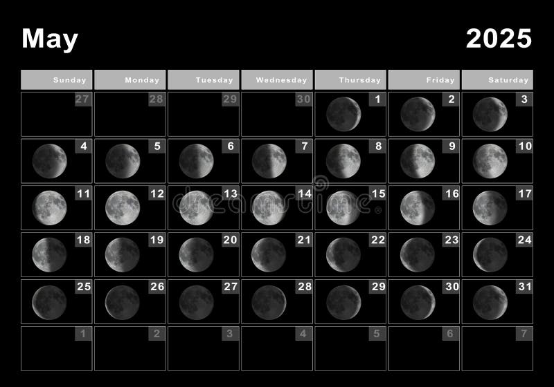 may-2025-lunar-calendar-moon-cycles-stock-image-image-of-phases