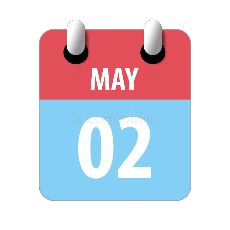 May 2nd. Day 2 of Month,Simple Calendar Icon on White Background. Planning. Time Management. Set