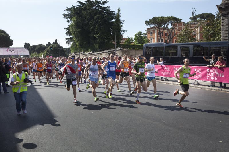 May 17, 2015. Race for the cure, Rome. Italy. Race against breast cancer. stock photo May 17, 2015. Race for the cure, Rome. Italy. Race against breast cancer. stock photo