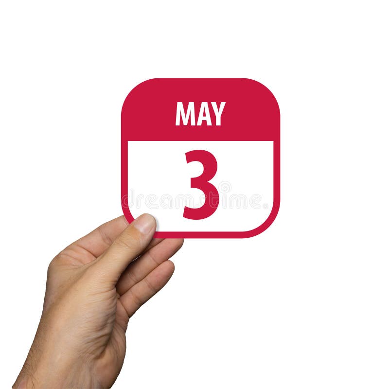 May 3rd. Day 3 of month,hand hold simple calendar icon with date on white background. Planning. Time management. Set of calendar. Set of calendar icons for web design. spring month, day of the year concept.