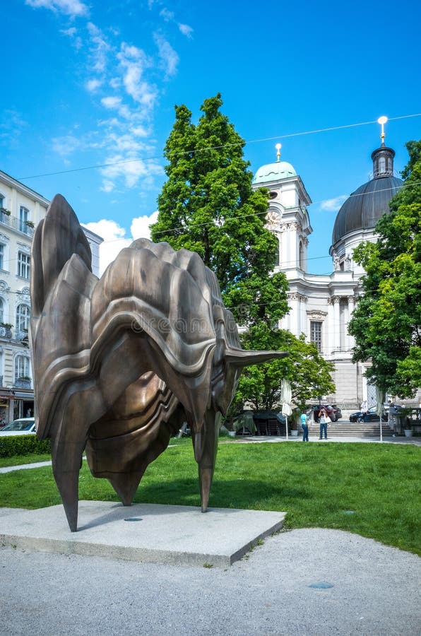 26 May 2019, Salzburg, Austria.Caldera sculpture at Makar Square