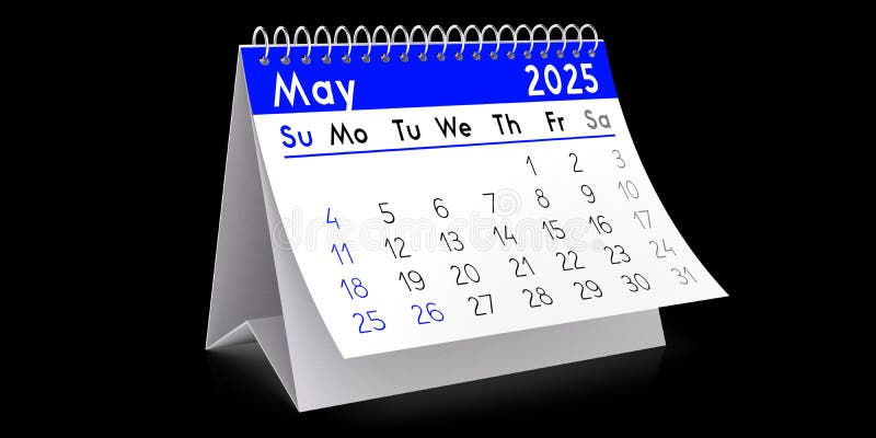 May 2025 - Table Calendar - 3D Illustration Stock Illustration