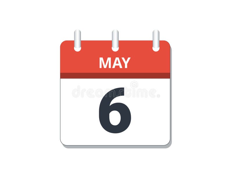 May 6th Calendar Icon Vector. Concept of Schedule, Business and Tasks
