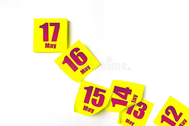 May 17th. Day 17 of Month, Calendar Date. Many Yellow Sheet of the