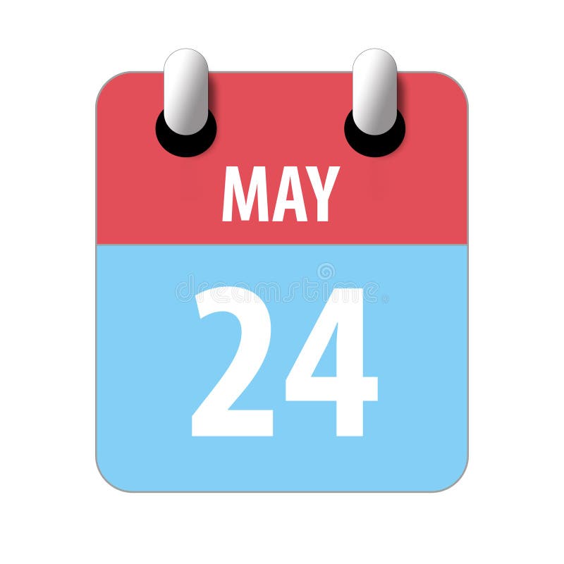May 24th. Day 24 of Month,Simple Calendar Icon on White Background