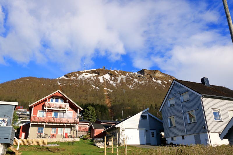 May 28 2022 Tromso, Norway the Cable Car Cabins Going Up and Down Editorial Stock Image