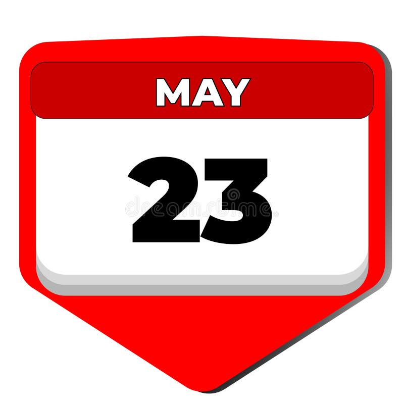 23 May Vector Icon Calendar Day. 23 Date of May. Twenty Third Day of