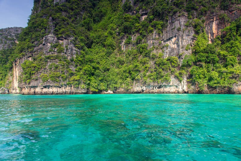 Maya Bay Phi Phi Leh Island, Krabi Thailand Stock Image - Image of ...