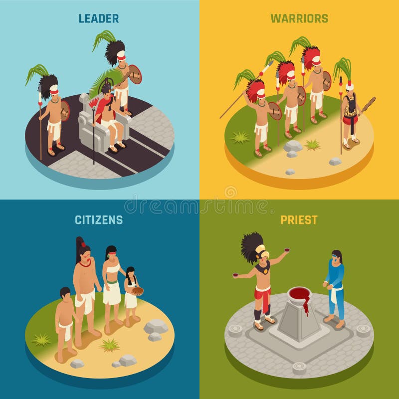 Maya Civilization Isometric Design Concept illustrazione di stock Maya Civilization Isometric Design Concept illustrazione di stock